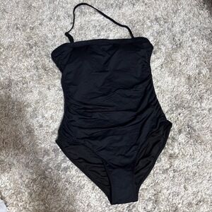 NWT Holipick Swimsuit Womens M Black OnePiece Halter Adjustable Removable strap‎